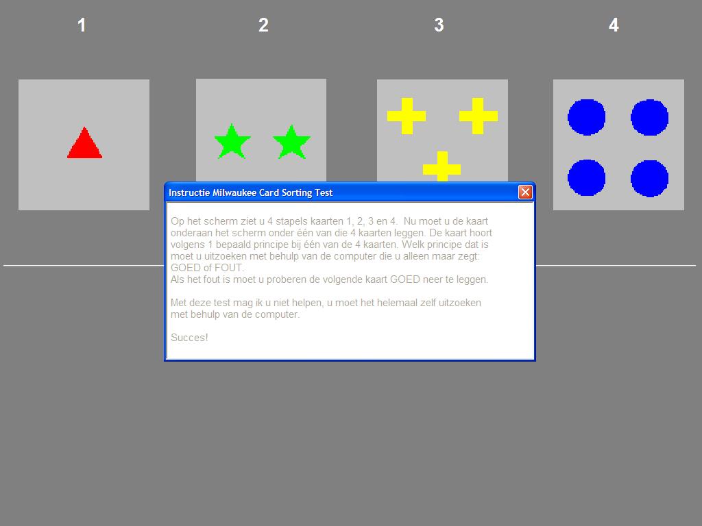 WCST Instructiescherm WCST Instructiescherm